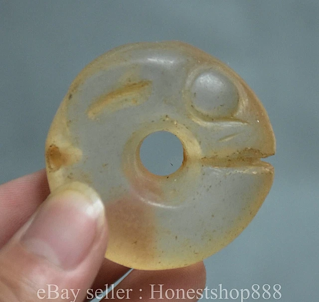 1.8" Old Chinese Hongshan culture Crystal Carving Pig Dragon Amulet Pendant
