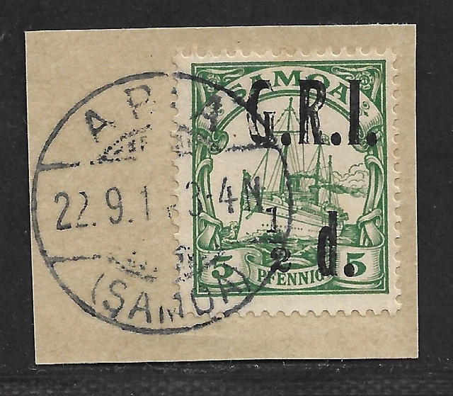 Samoa Brit. Besetzung Minr.  2 III ° Apia 22.9.14 Luxus Briefstück