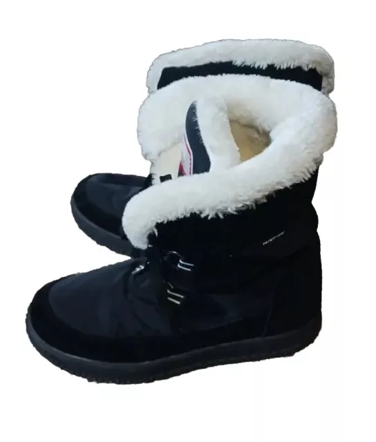 Khombu Womens Boots Black Suede Lace Up Faux Fur Lined Sz 8 Snow Winter Spring
