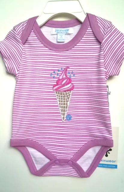 JAXXWEAR_Baby_Girl_0-3M_S/Lilac_BODYSUIT_w/Ice_Cream_Embroidery_PIMA_Cotton_NWT