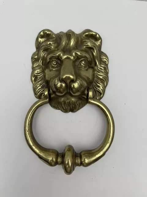 Antique Early 20th Century Victorian Lion Head Architectural Door Knocker 8”