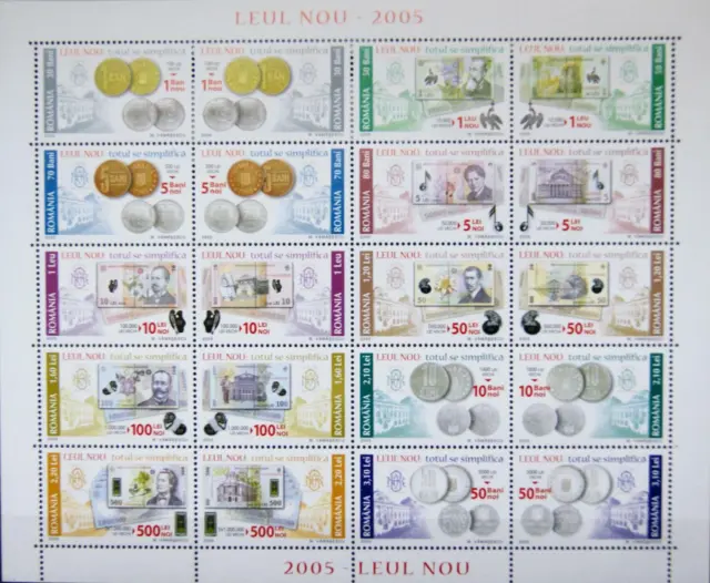 ROMANIA RUMÄNIEN 2005 ZD 5947-66 Einführung neue Leu new Currency Money Geld MNH