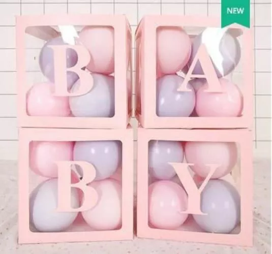 BALOON BOX SCATOLE Decorazioni Per Baby Shower - 4 Pezzi Rosa Bambina bal  EUR 24,99 - PicClick IT