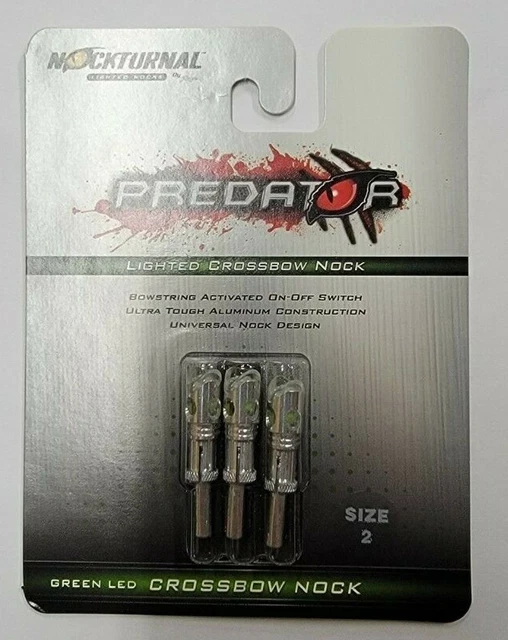 Nockturnal NT-735 Predator Crossbow Lighted Nock, Green Size 2-3 Pack