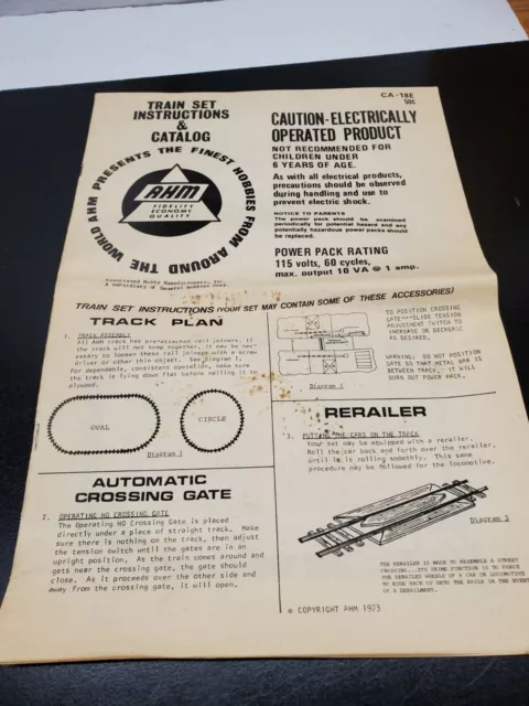 AHM Train Set Instructions & Catalog - 1973 - Vintage