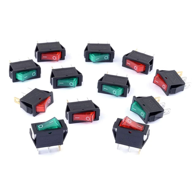 12Pcs 15A/250V 20A/125V Boat Rocker Switch 2 Positions (Pack of 12)