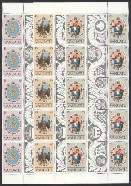 Vanuatu, 1981 Royal Wedding Gutter Strips. SG 315-6 Unmounted Mint MNH