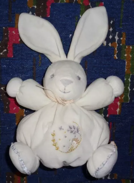 Fb2/ Doudou Peluche Boule Musical Kaloo Lapin Blanc Creme Perle Brode Quasi 9