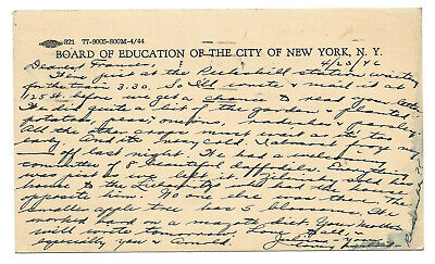 Rare WWII-Era New York City Board of Education Postcard-NYC-Letterhead-c 1946