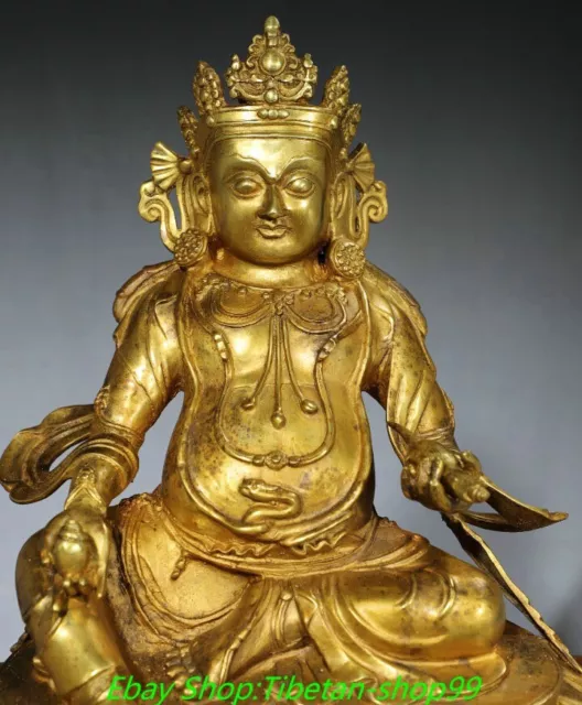 14.5'' OLD TIBET Bronze Gilt Yellow Jambhala Wealth God Buddha Mouse ...