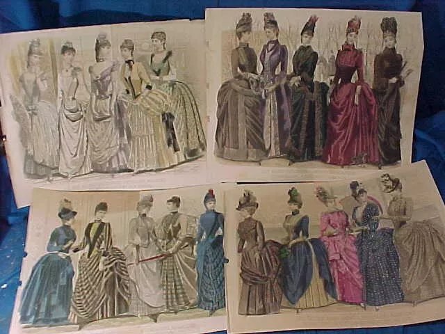 4-1887 VICTORIAN WOMENS PARIS Color FASHION PRINTS Petersons Magazine