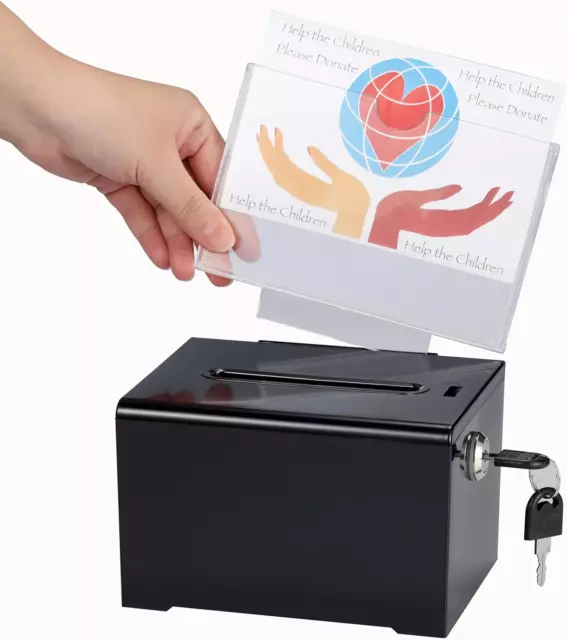 Adir Donation Box with Lock – Acrylic Suggestion Box with Slot, Ballot Lock Box