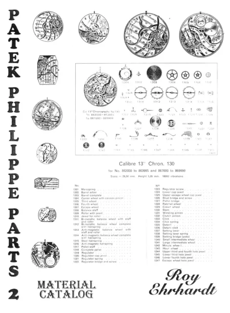 Roy Ehrhardt CD PDF PATEK PHILIPPE PARTS & MATERIAL CATALOG BOOK 2
