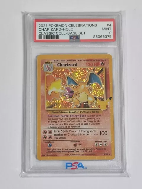 Pokemon Charizard PSA 9 4/102 Celebrations Holo Classic Collection 25th ENG MINT