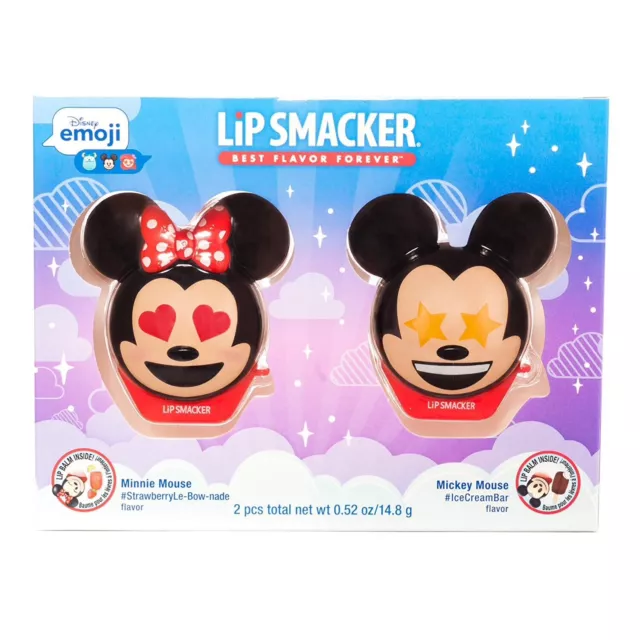 NEW Lip Smacker Disney Emoji Balm Duo Mickey Ice Creambar & Minnie Strawberry