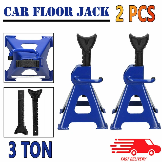 Pair 3 Ton Tonne Ratchet Action Axle Stand Stands Car Van Lifting Jack