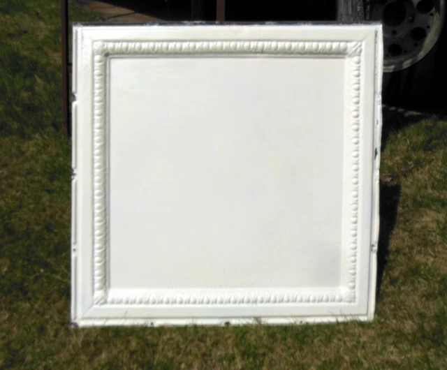 SALE Antique Ceiling Tin Tile Simple yet Elegant Chic Fleur De Li Egg Dart Frame