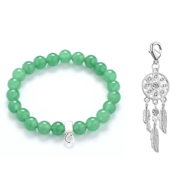 Dream Catcher Green Aventurine Gemstone Charm Bracelet