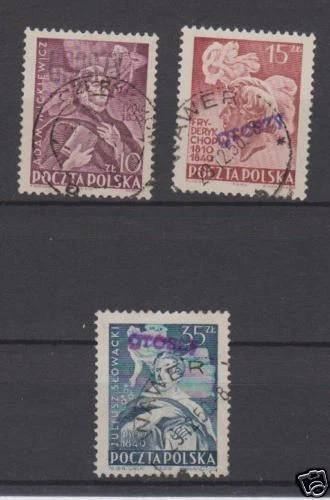Poland 1950 Groszy Ovpt On Scott 464-466 Michel 639-41 Vfu