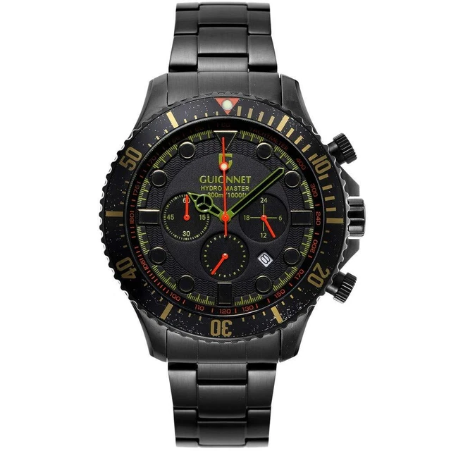 Montre Plongeuse Chronographe GUIONNET Hydro Master 200m, Quartz, Acier, Boîtier 42mm, Occasion