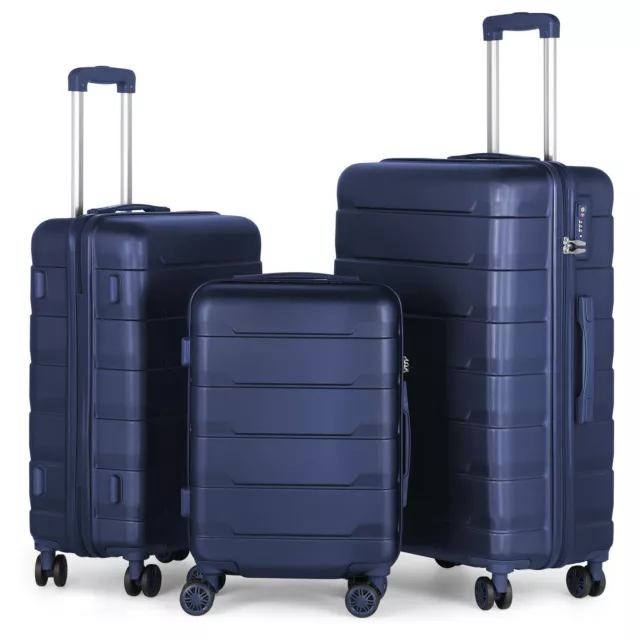 3Piece Suitcase Set Hardshell lightweight Travel Luggage Spinner TSA Trolley Bue