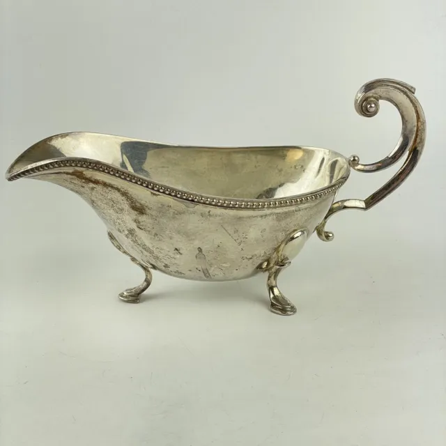 Antique Solid Silver Gravy Sauce Boat Viner's Ltd 1933 20cm 270g