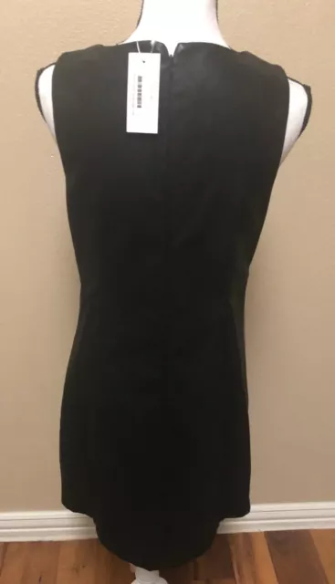 New Julie Brown JB NYC Womens Shift Dress Gray Black leather Sleeveless Size 8 3