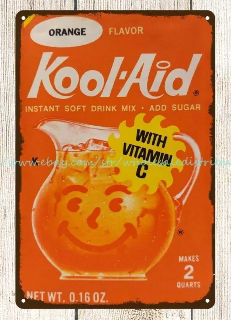 Orange Kool-Aid soft drink metal tin sign nostalgic poster metal wall art