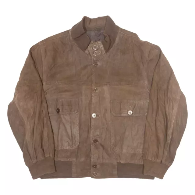 Vintage Mens Bomber Jacket Brown Leather Suede 90s L