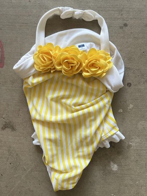 Janie and Jack yellow  Ric Rac & Ruffles one Piece Swim Suit Bikini Size 5 5t
