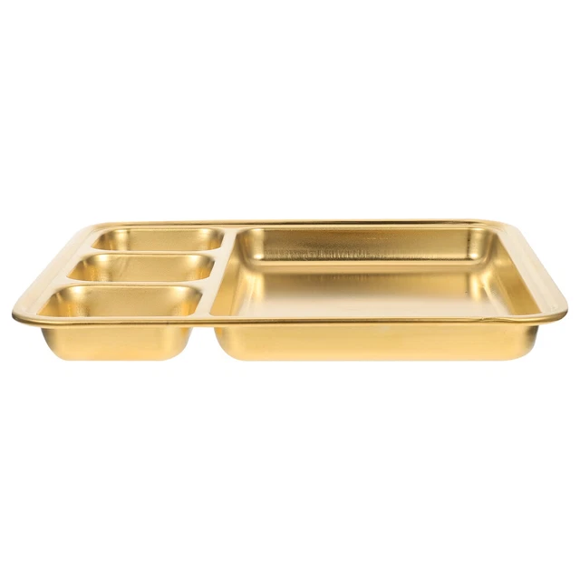ACCIAIO INOX DIVISO Piastra Cibo Servire Pranzo Cena Vassoio Piatto