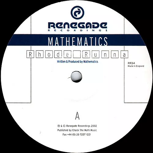 Mathematics ‎– Rhode Runna / Move On - 12'' Vinyl Drum & Bass