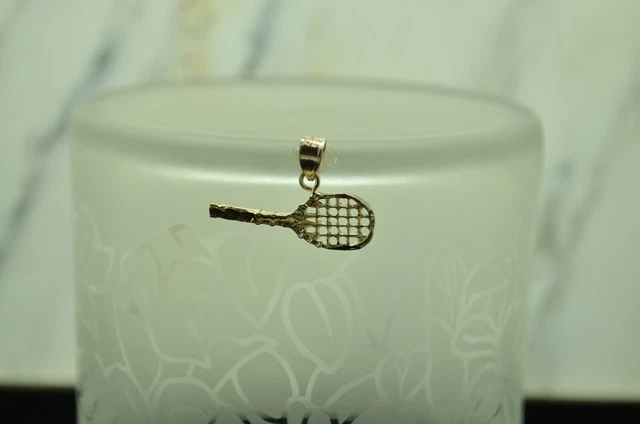 925 Sterling Silver tennis racket pendant charm