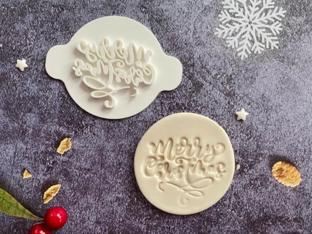 Merry Xmas | Embossing Stamp | ebs226 | Christmas | Cupcake | Fondant Cake