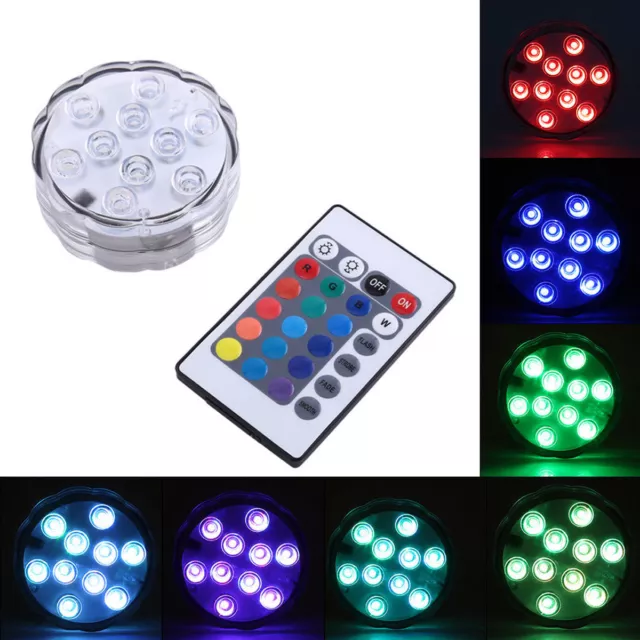 Lámpara 10 LED Luz con Mando a Distancia Acuario Sumergible RGB IP65 Impermeable