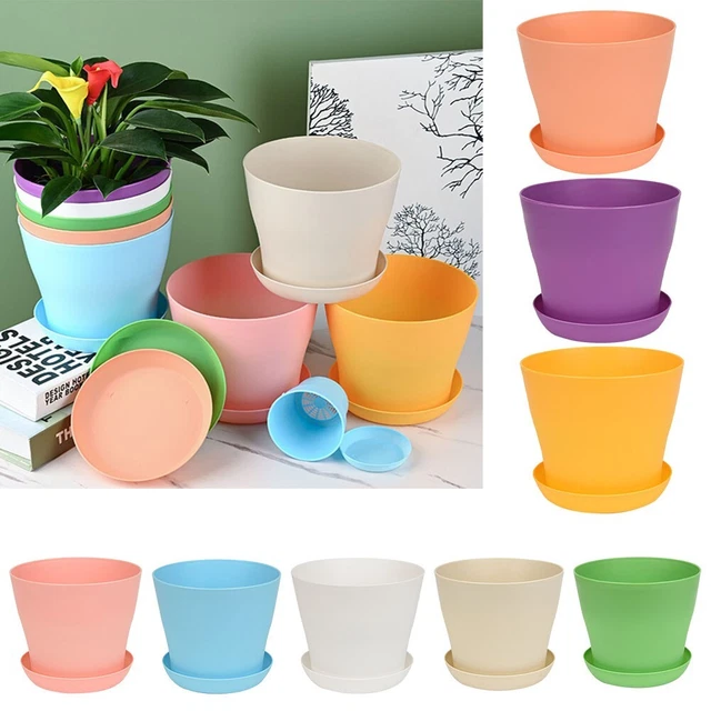 Grüner Resin Kunststoff Blumentopf mit Tablett für Topfpflanzen und Blumen