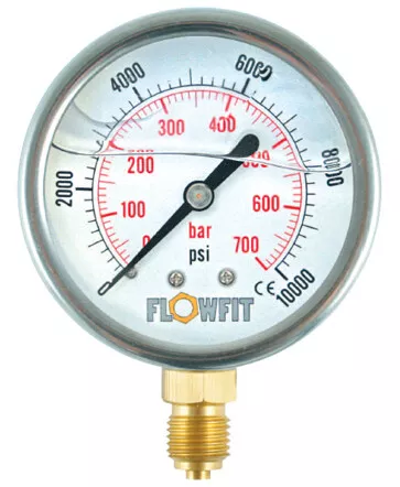 100mm Glycerine Filled Hydraulic Pressure Gauge 0-160 PSI (11 BAR) 1/2" BSP BASE
