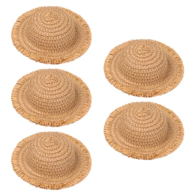 Tassel Hat Hand Weaved Hats Straw Hat Doll Hat Accessories Doll House Ornament
