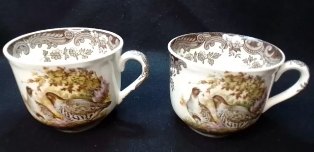 2 x Vintage Teacups Game Series Royal Worcester Palissy Pheasant