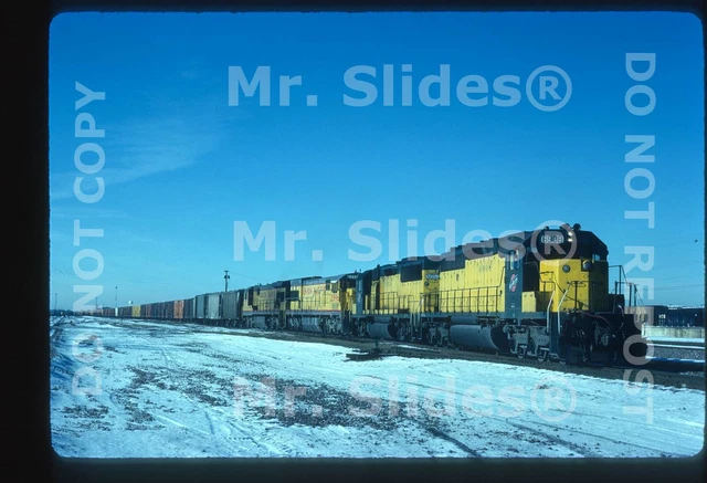 Original Slide C&NW System Chicago & North Western SD40-2 6908 & 3 W/Train
