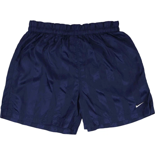 90s Vintage Nike Blue Striped Shiny Nylon Silky Satin Soccer Gym Running Shorts
