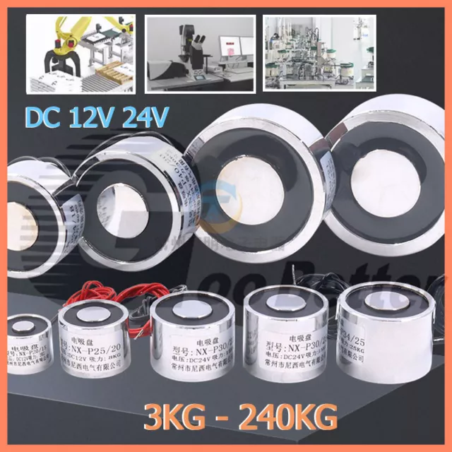 Elektromagnet DC 12V 24V Zugmagnet Magnet Elektromagnetische Hubmagnet 3kg-240kg