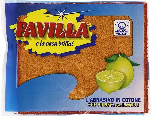 Favilla - Éponge Abrasif en Coton, Parfum Citron, 1 Pièces