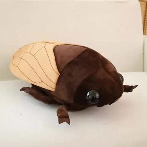 Cicada insect brown wing pillow filled with animal plush toy for young children