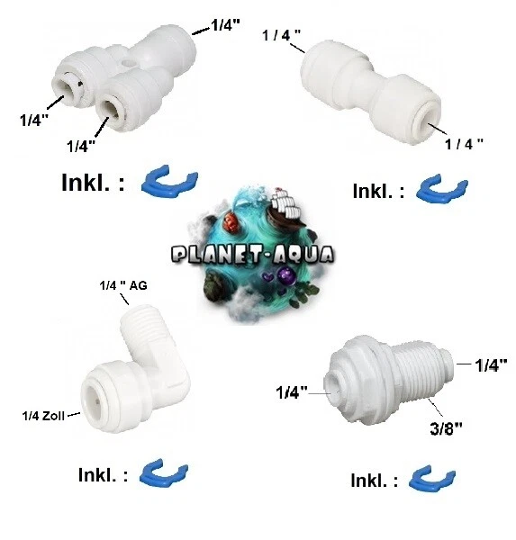 Winkel-Verbinder 1/4″ × 3/8″ Zoll – Quick & Easy Steckverbindung Für Osmoseanlagen & Schlauchanschluss