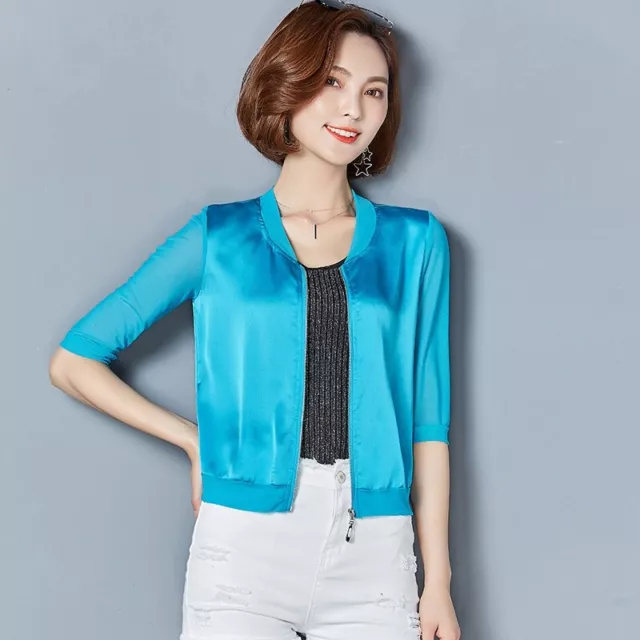 Femme de Manches Veste Baseball Uniforme Manteau Fermeture Chemisier Protection