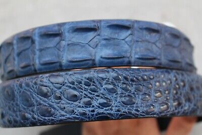 Luxury Blue Genuine Alligator Crocodile Leather Skin Men's Belt Handmade