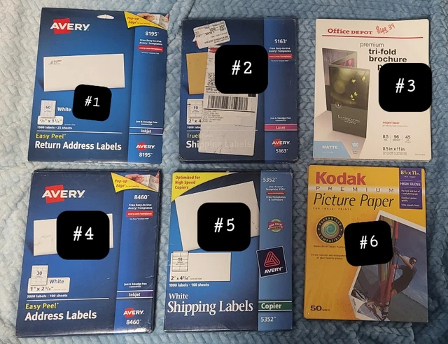 Avery & Office Depot Labels- PHOTO PAPER- TRIFOLD BROCHURE PAPER-ALL 6 ITEMS