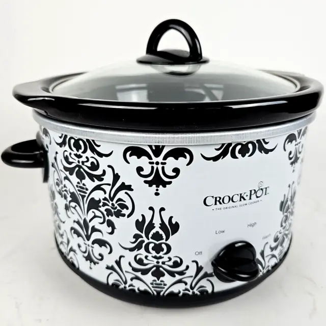 Crock Pot SCR450-PT 4.5 qt Slow Cooker, Black Demask Pattern