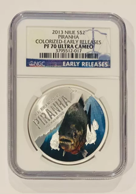 2013 Niue $2 Piranha Colorized NGC PF 70 UC Early Releases